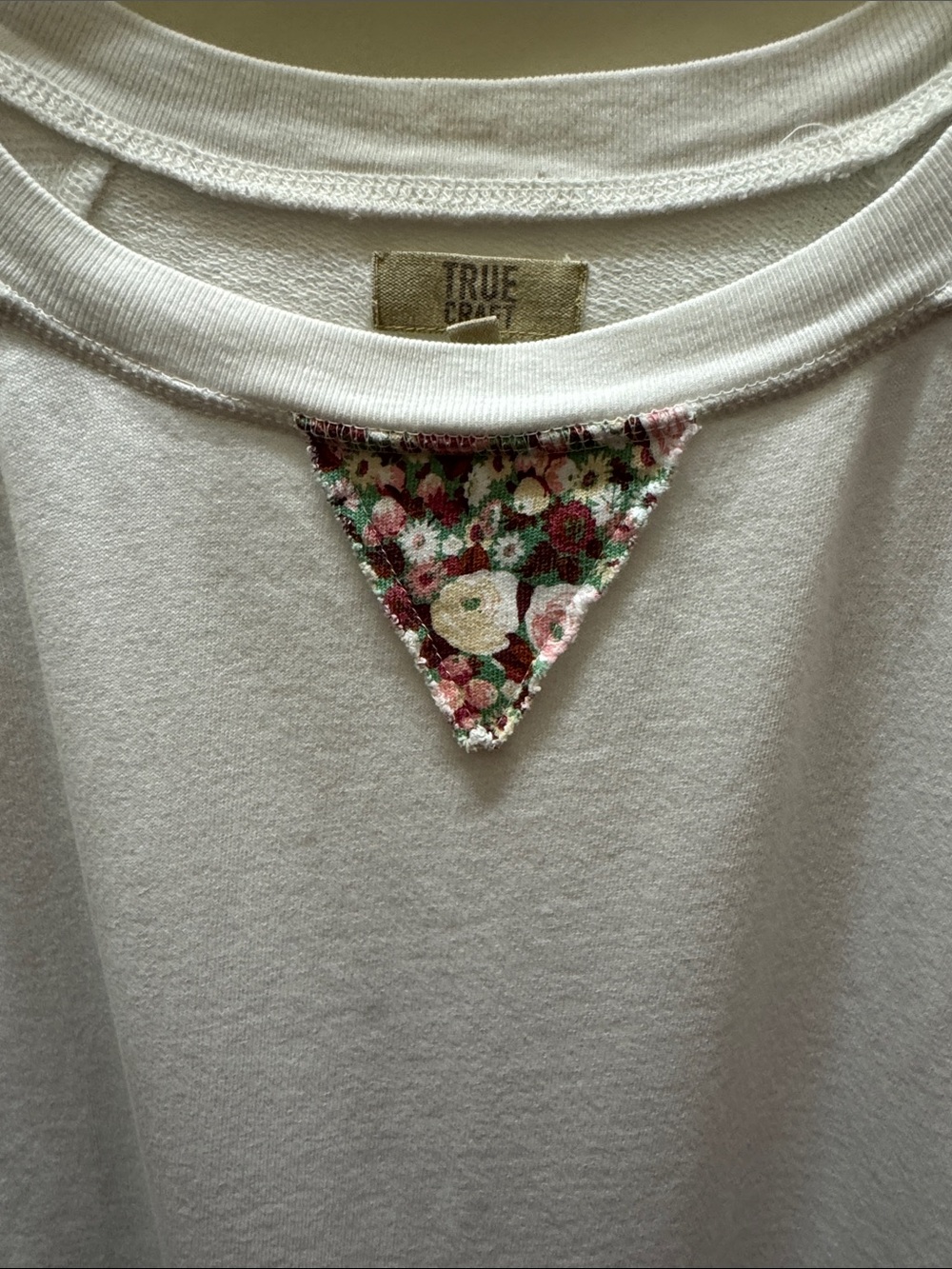 True Craft White Pullover with Dusty Rose Raglan Sleeves - Picture 2 of 8